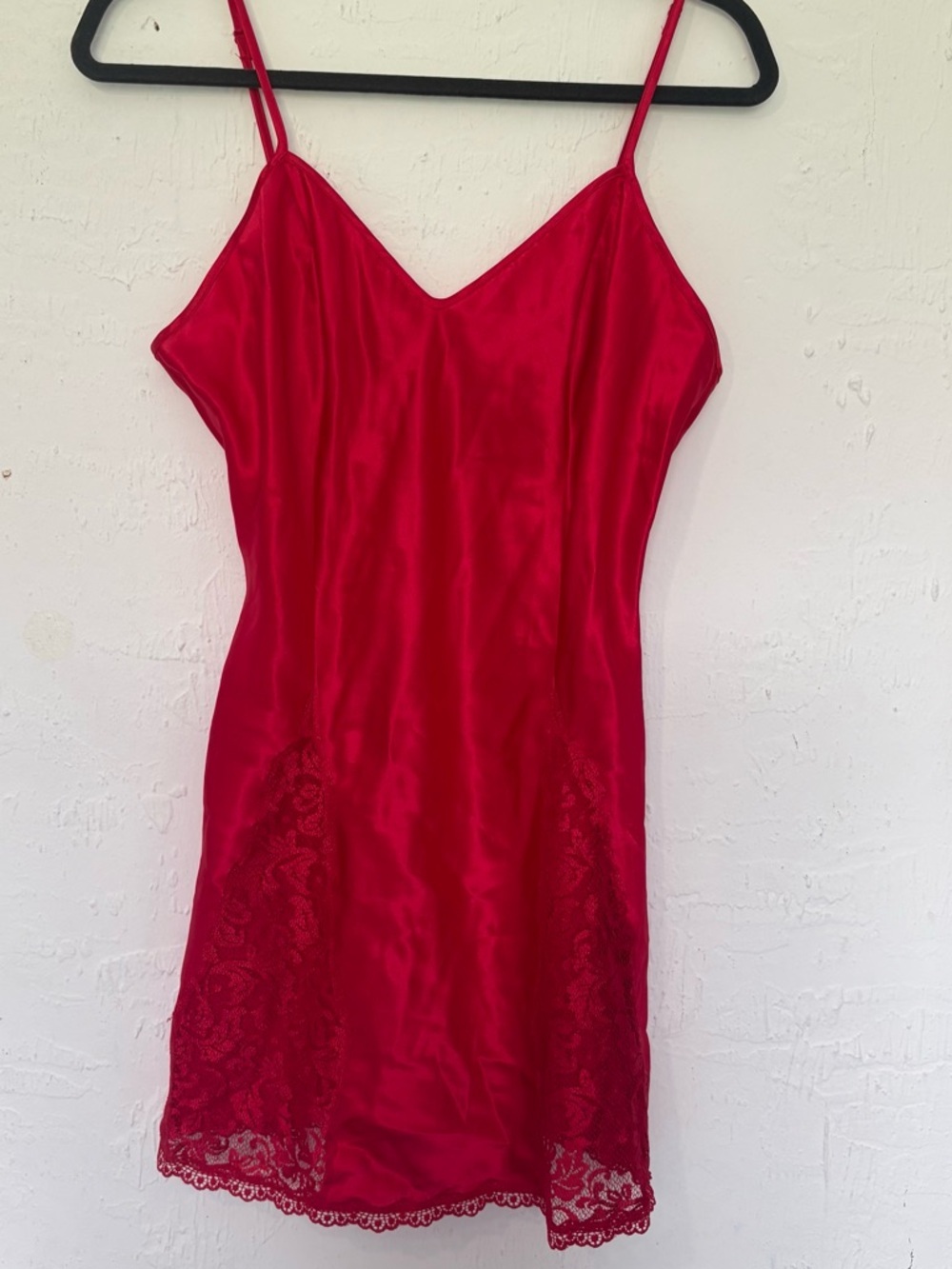 Victorias Secret Gold Label Womens Slip Dress Nightgown Red Lace Coquette